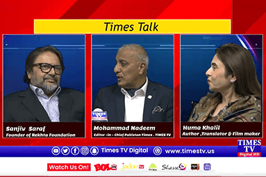 Founder Rekhta Foundation Sanjiv Saraf with Huma Khalil in TIMES TALK